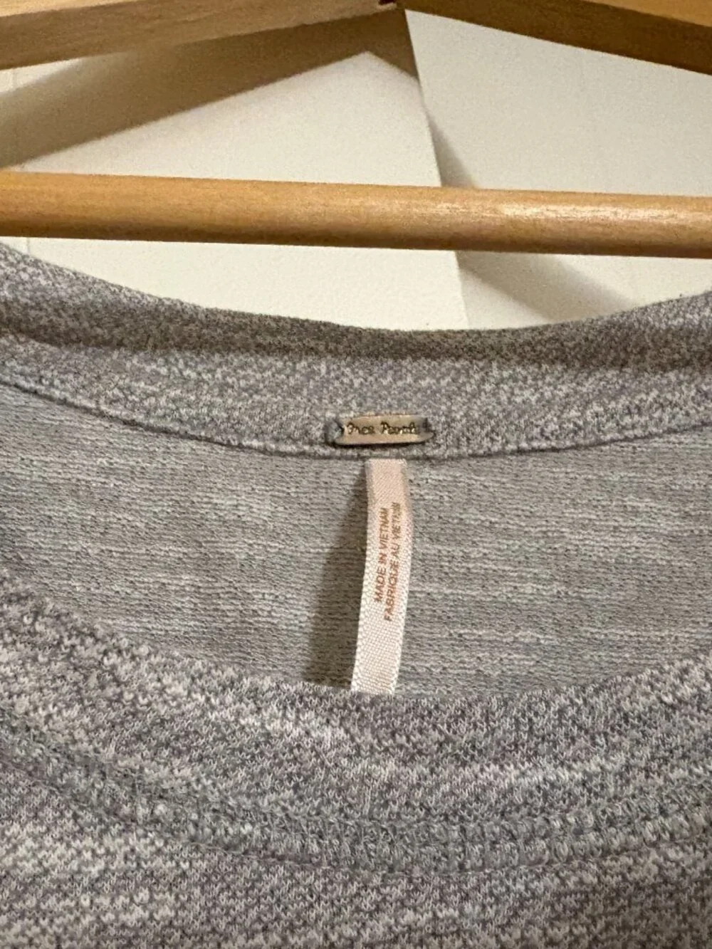 Free People Puff Sleeve Shirt Small Light Gray Long Sleeve Cotton Blend Neutral